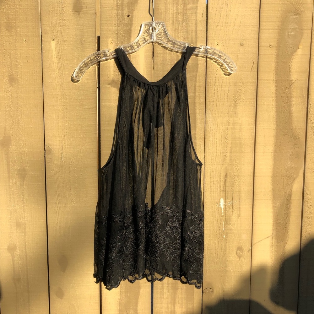 Black see through premiere sleeveless shirt